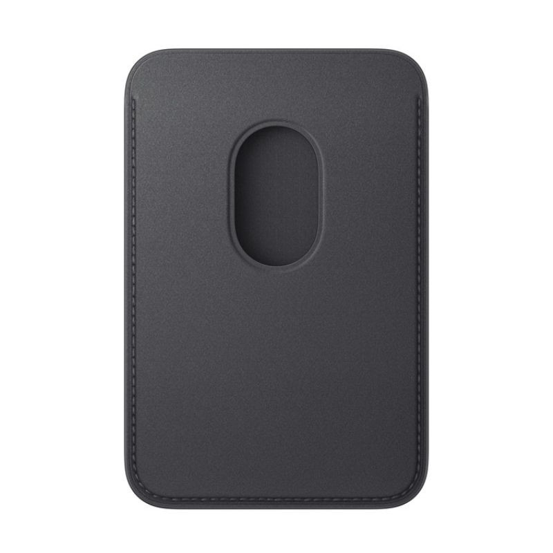 Coque MagSafe fin tressé pour iPhone, Noir, avec étui portefeuille magnétique noir à finition lisse, bords cousus et logo Apple centré, design minimaliste - Ítem1