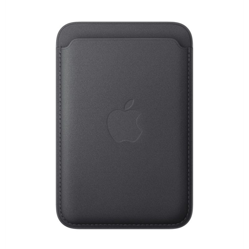 Coque MagSafe fin tressé pour iPhone, Noir, avec étui portefeuille magnétique noir à finition lisse, bords cousus et logo Apple centré, design minimaliste - Ítem