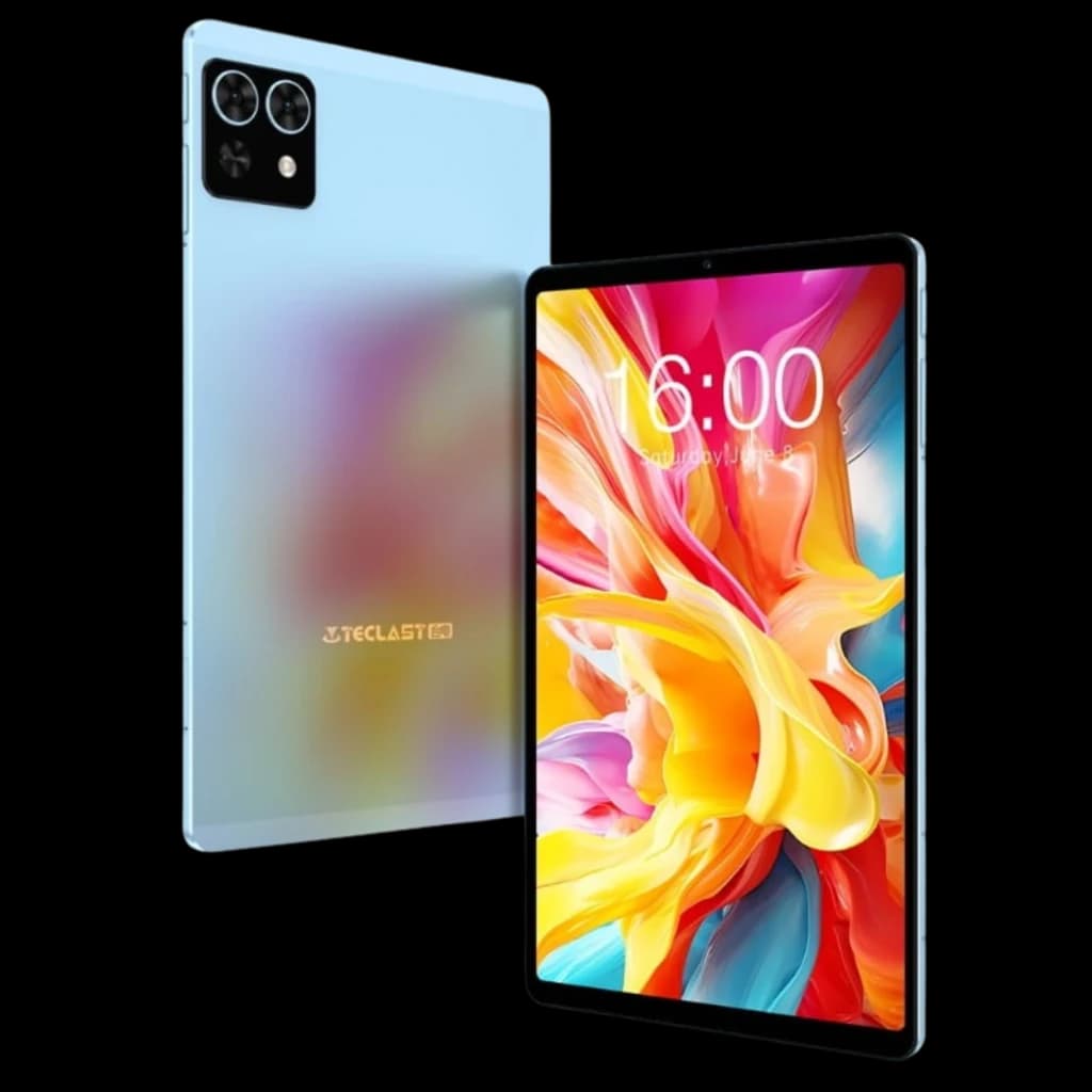 Tablette Teclast T50 Mini 8,7 avec écran bord à bord lumineux, dos dégradé bleu, double module photo carré, cadre fin et design métal élégant WiFi 4G
