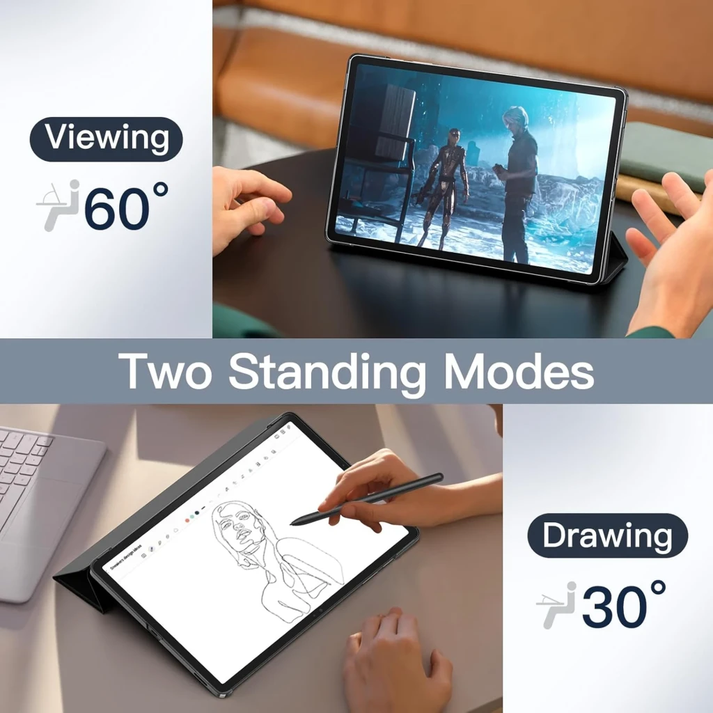 Coque Samsung Galaxy Tab S10 Lite Compatible Noire avec rabat trifold, support inclinable, porte-stylet S Pen et découpe précise pour caméra et ports - Ítem4