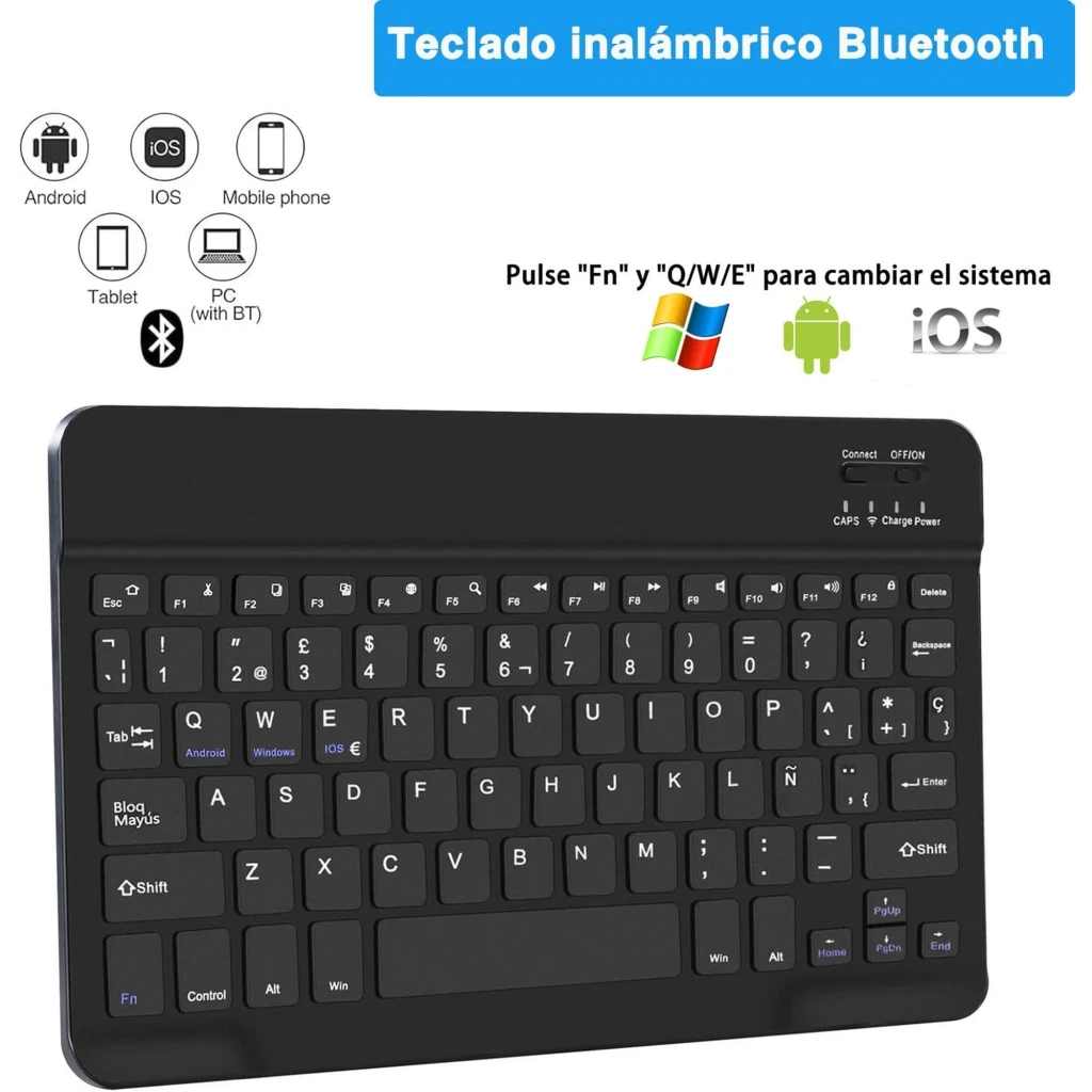 Étui avec clavier pour Samsung Galaxy Tab S10 Lite, coque noire pliable type folio avec support, emplacement stylet, découpe caméra, clavier AZERTY - Ítem1