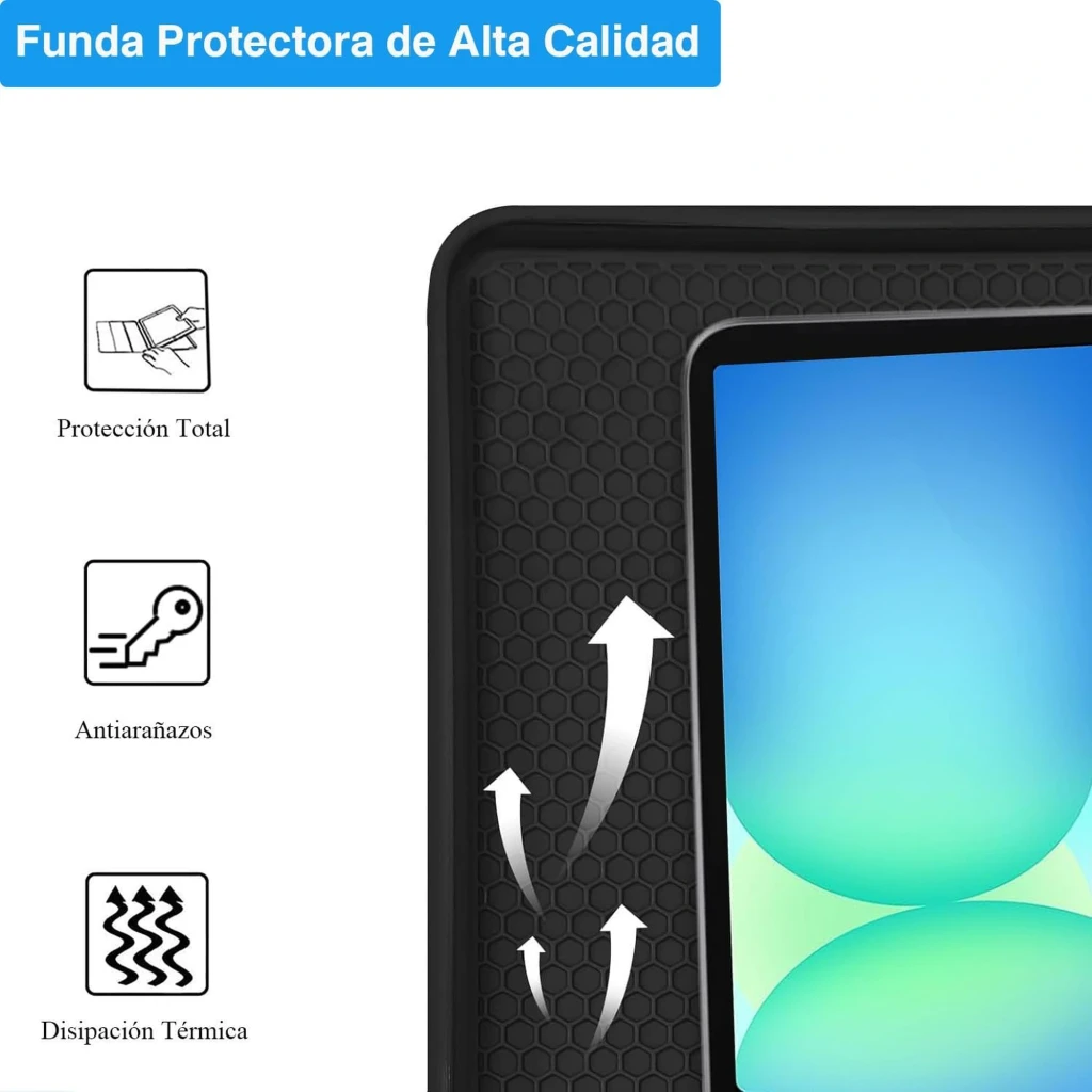 Étui avec clavier pour Samsung Galaxy Tab S10 Lite, coque noire pliable type folio avec support, emplacement stylet, découpe caméra, clavier AZERTY - Ítem2