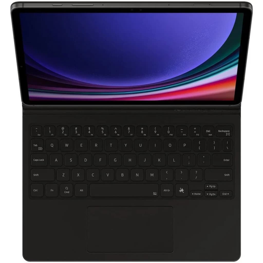 Capa com teclado e touchpad para Samsung Galaxy Tab S10 Lite, cor preta. Layout compacto, teclas bem definidas, trackpad central e encaixe magnético.