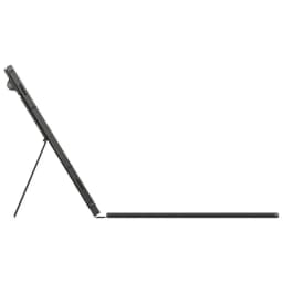 Capa preta com teclado e touchpad para Galaxy Tab S10 Lite, perfil lateral. Suporte tipo kickstand ajustável e acabamento fino, ideal para produtividade