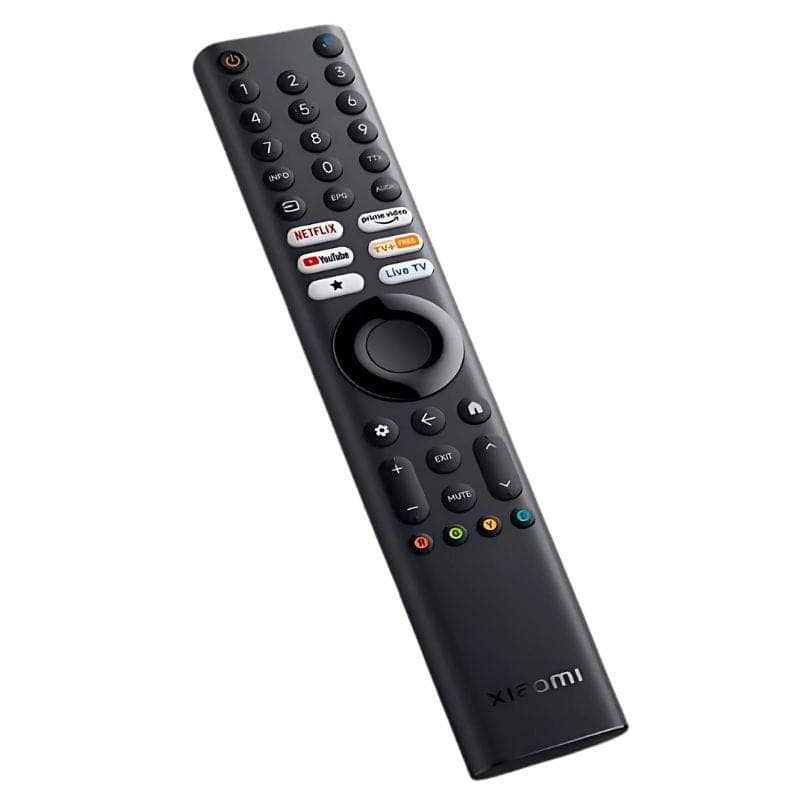 Controle remoto Xiaomi 50 A PRO 2026 com teclas de atalho Netflix YouTube Prime Video e Live TV, design ergonômico, navegação por anel e microfone para