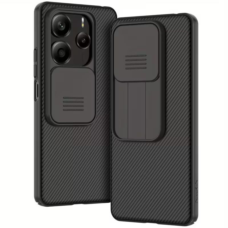 Funda CamShield Pro Negra para Xiaomi Redmi Note 14 4G con tapa deslizante para cámara, textura antideslizante, bordes reforzados y soporte plegable integrado - Ítem