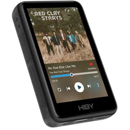 HiBy R1 Noir Lecteur Hi-Res compact noir avec écran couleur affichant pochette d’album, commandes tactiles, bordures arrondies et logo Hiby en façade