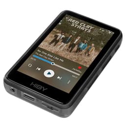 HiBy R1 Noir Lecteur Hi Res compact noir avec écran couleur, boutons latéraux, port USB C et sortie casque; interface musique avec jaquette affichée