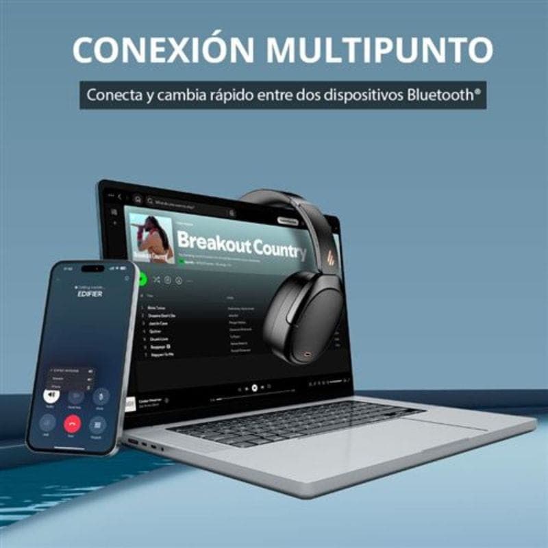 Écran dapp Edifier Connect montrant égaliseur personnalisable et presets; interface noire élégante sur smartphone, pour casque Edifier WH950NB 2025 ANC