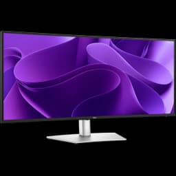 Monitor curvo ultrawide Dell 34,1 polegadas Wide QHD, tela sem bordas, cores vívidas em roxo, base metálica ajustável em preto e cinza