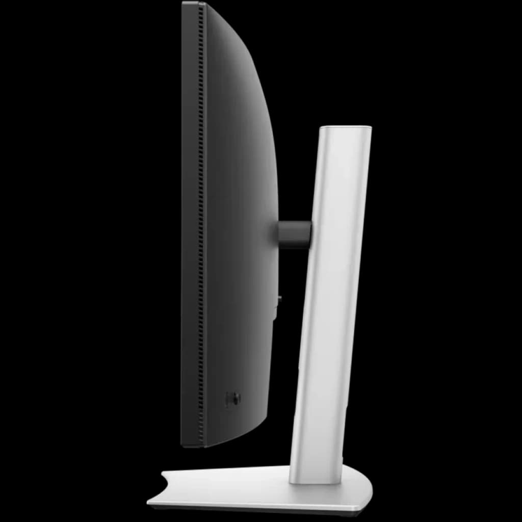 Monitor curvo Dell Pro 34 Plus P3425WE, 34,1 polegadas, corpo preto e suporte cinza, perfil lateral fino com base estável e ajuste de altura