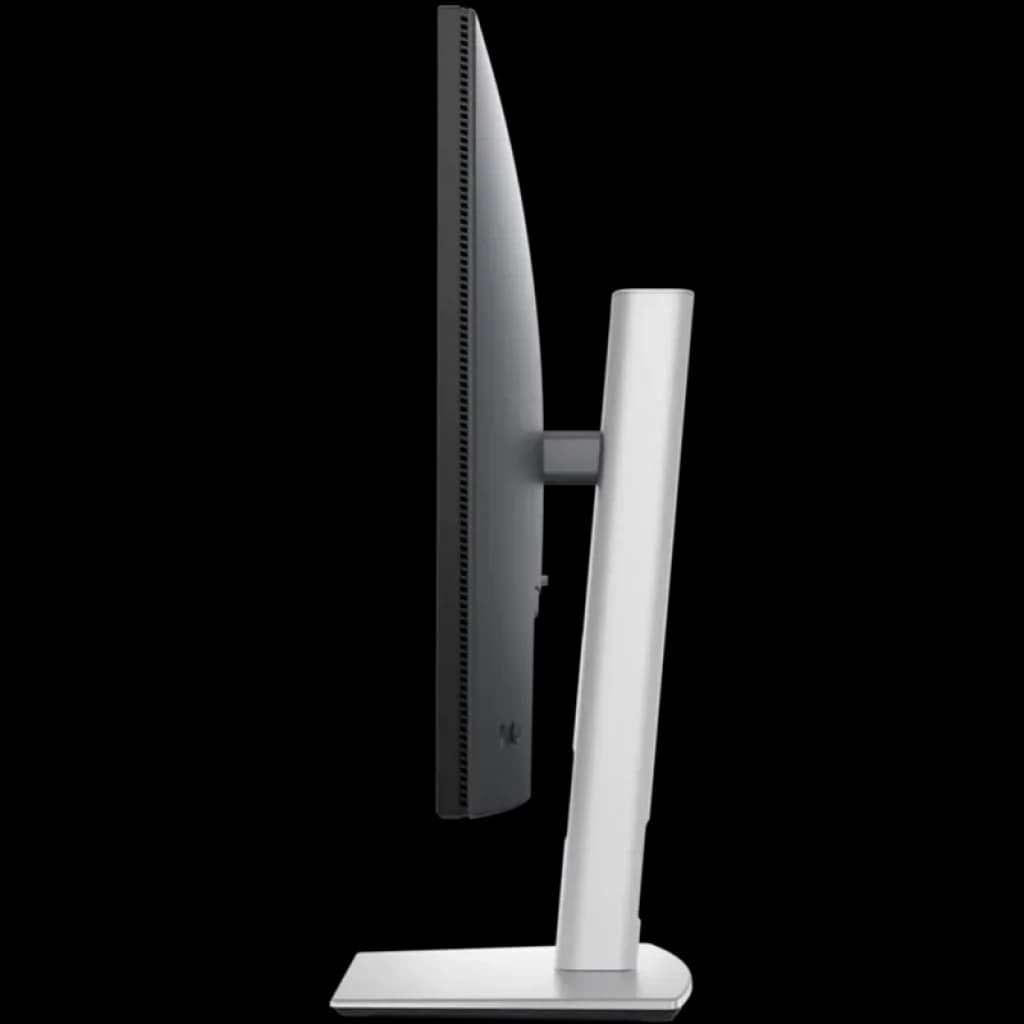 Monitor DELL Pro 27 Plus P2725D 27 QHD em perfil lateral, painel fino preto, traseira e base prateadas, suporte ajustável e design minimalista