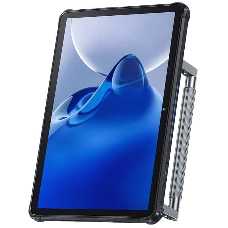 Oukitel RT7 Titan 10.1 tablette robuste 5G noire avec grand écran bord à bord et poignée latérale métallique, design antichoc et finitions durcies