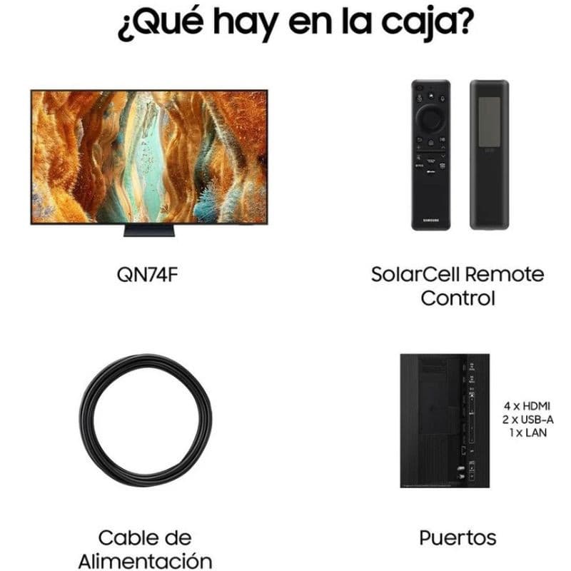 Samsung TQ55QN70FAU 55" 4K Ultra HD Neo QLED Smart TV Negro, contenido de la caja