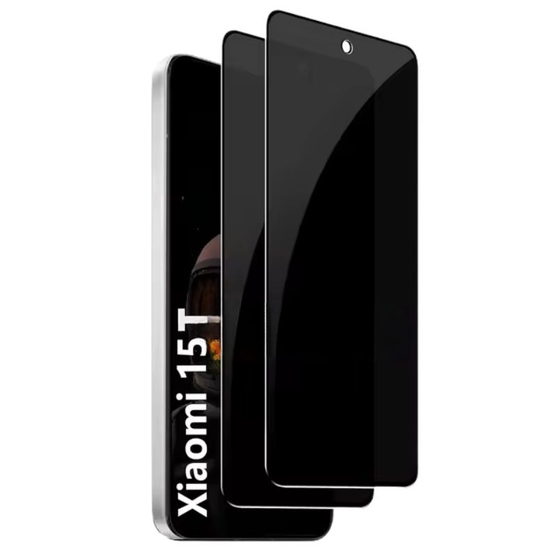 Protecteur en verre trempé anti-espion Xiaomi 15T avec filtre de confidentialité, double couche noire, découpe pour caméra, bords couvrants et anti-traces - Ítem
