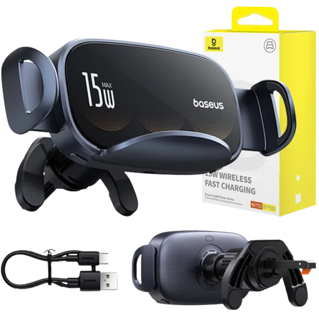  Baseus LightChaser - Suporte para automóvel com carregador sem fios de bobina tripla - Item8