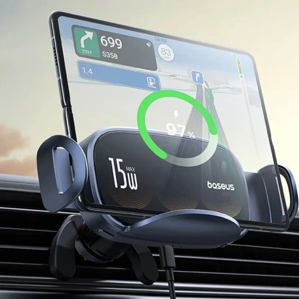  Baseus LightChaser - Suporte para automóvel com carregador sem fios de bobina tripla - Item11