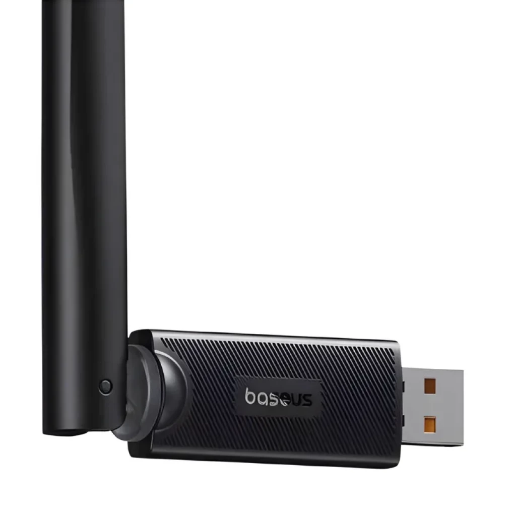 Baseus FastJoy BS-OH173 adaptateur WiFi USB noir avec longue antenne 6 dBi, design fin, double bande 650 Mbps, connecteur doré et LED discrète - Ítem3