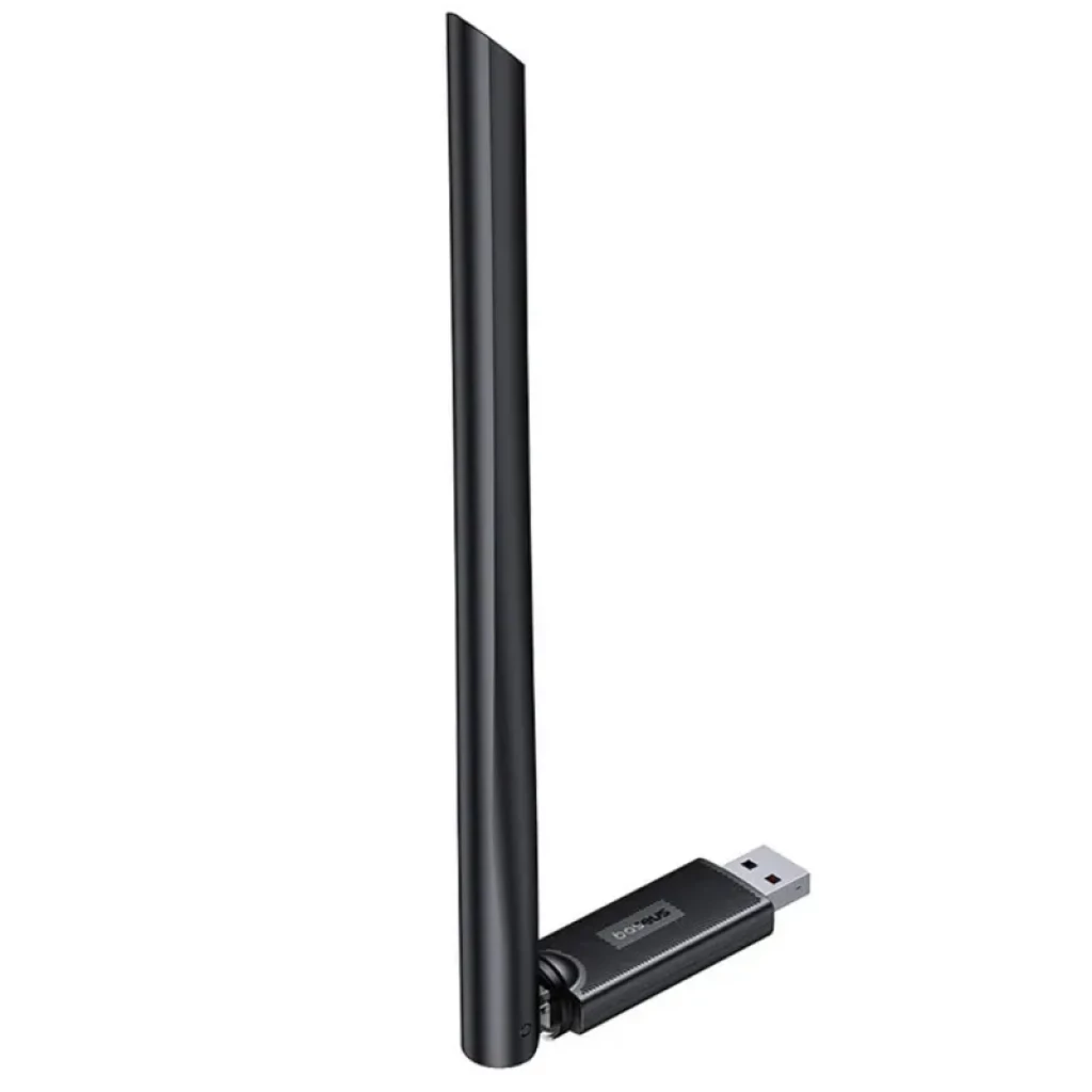 Baseus FastJoy 150 Mbps avec antenne longue et orientable, adaptateur WiFi USB compact noir, connecteur USB doré, design fin pour meilleure réception - Ítem1