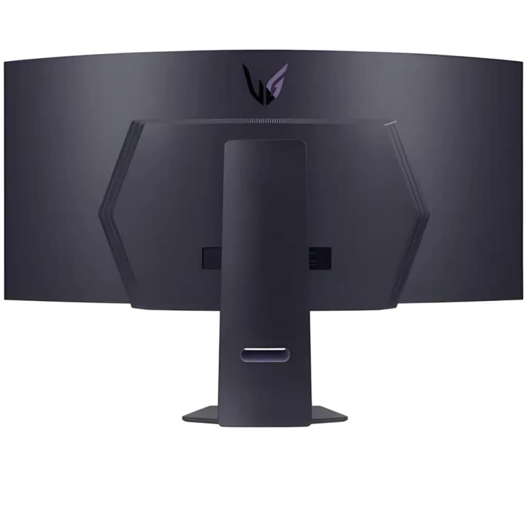 Monitor LG 45GS95QX-B curvo de 45 pulgadas, panel OLED negro, perfil lateral elegante con soporte robusto y ajuste ergonómico, ideal para setup gaming