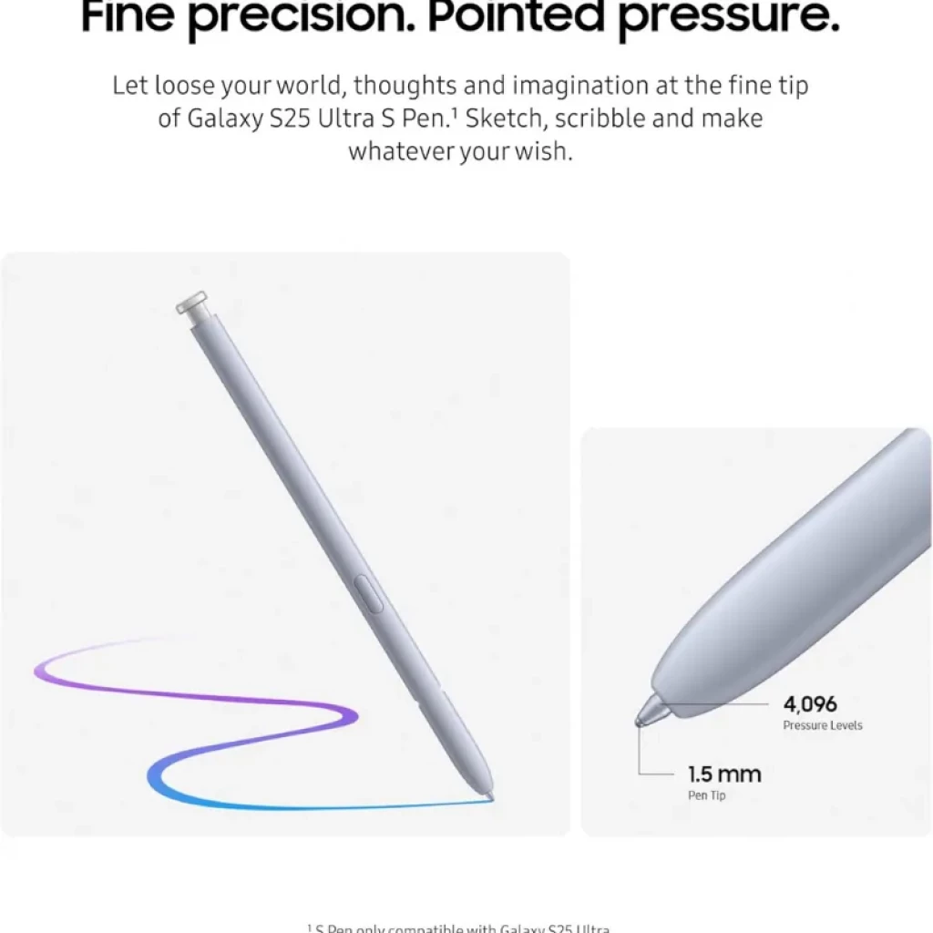 Samsung S Pen pour Galaxy S25 Ultra Gris, stylet fin et élancé, corps gris mat, bouton latéral discret, pointe précise pour écriture et dessin fluides - Ítem3