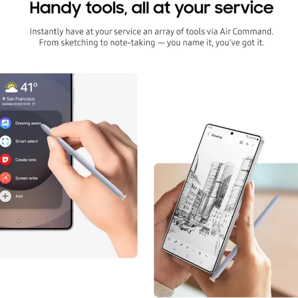 Samsung S Pen pour Galaxy S25 Ultra Gris, stylet fin et élancé, corps gris mat, bouton latéral discret, pointe précise pour écriture et dessin fluides - Ítem4