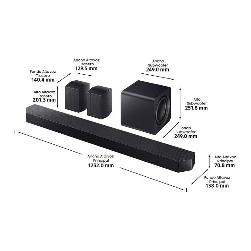 Samsung HW-Q990F/ZF 11.1.4 Negro - Barra de sonido, medidas en mm del equipo