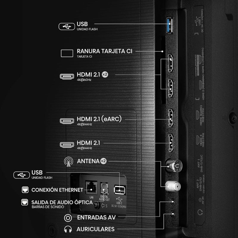 Hisense 55E7Q PRO 55 pulgadas QLED 4K con biseles finos, patas laterales y panel con logotipos de 144Hz Game Mode PRO, Dolby Vision Atmos y Real Madrid - Ítem5