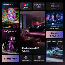 Hisense 100E7Q PRO 100 pulgadas QLED 4K Ultra HD en negro con 144Hz, VRR, FreeSync Premium, Dolby Vision y Atmos, Modo Juego PRO y control por voz