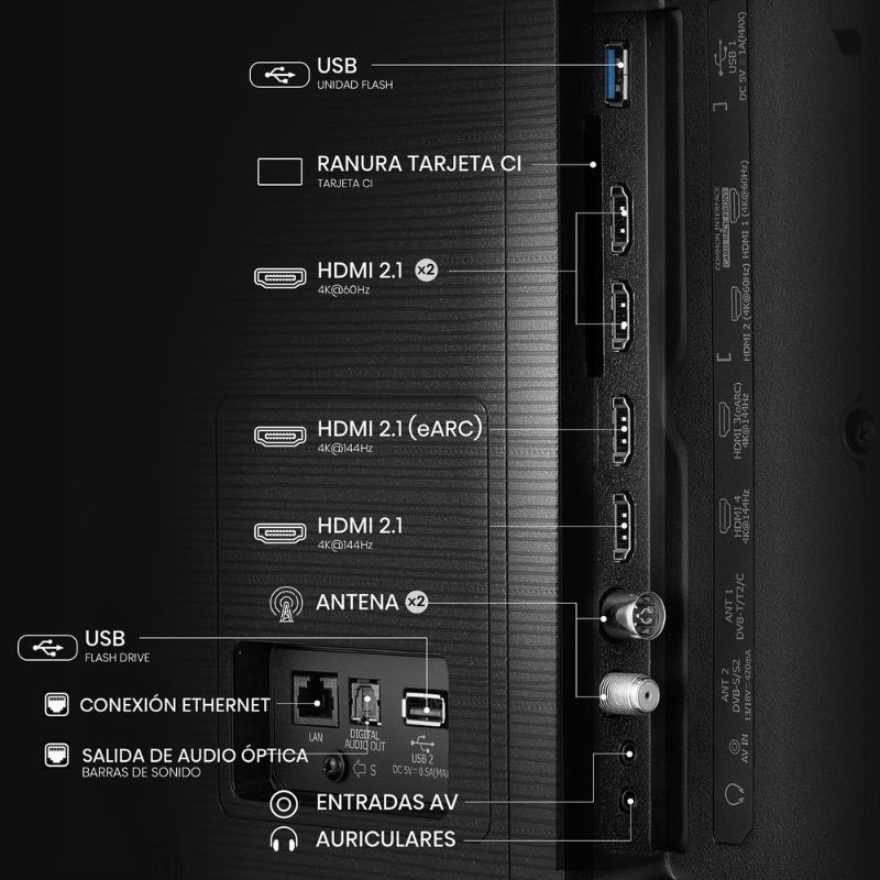 Hisense 98E7Q 98 polegadas QLED 4K com tela ampla sem bordas, cores vibrantes, Game Mode PRO 144 Hz e subwoofer integrado na cor preta - Item6