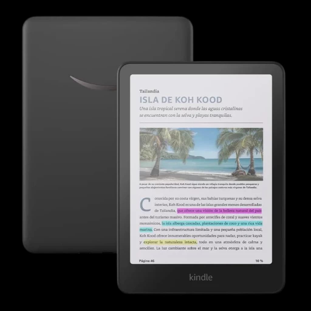 Amazon Kindle Colorsoft 7 pulgadas a color, 16GB; pantalla a color sin reflejos, cuerpo negro, bordes finos y texto nítido con imágenes vívidas
