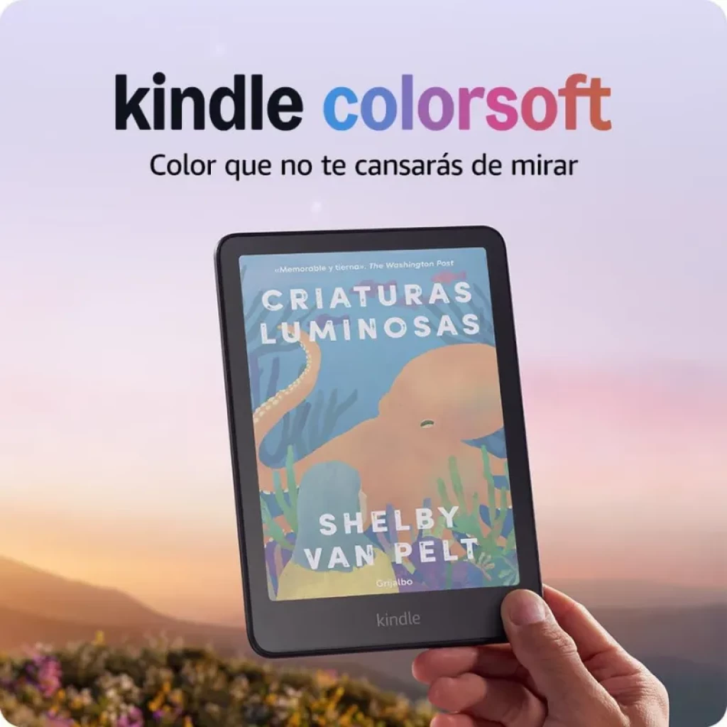 Amazon Kindle Colorsoft 7 pouces couleur, 16 Go ; écran couleur sans reflets, boîtier noir, bords fins et texte net avec des images vives - Ítem1