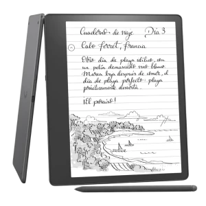 Kindle Scribe 10,2 pouces avec stylet haut de gamme, grand écran e-ink pour lire et écrire, étui intégré servant de support, notes manuscrites et croquis clairs