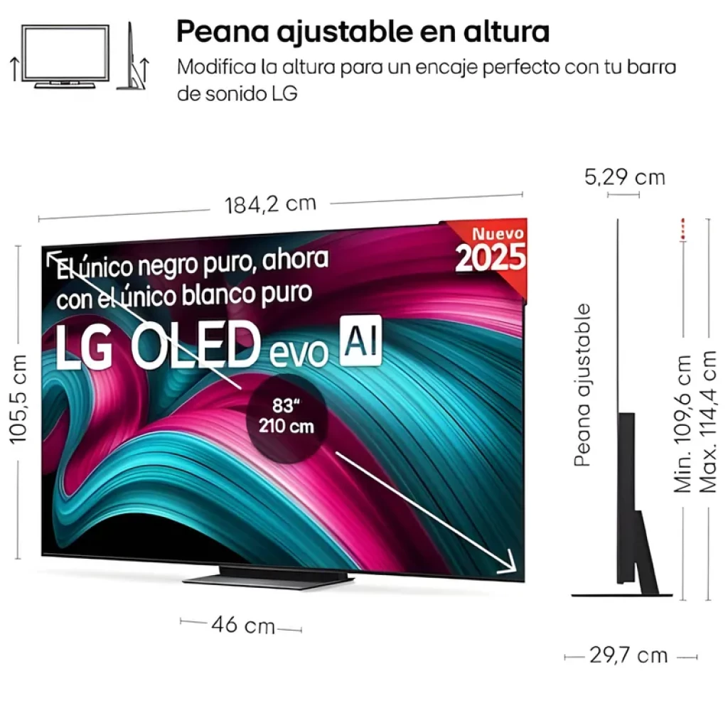 LG OLED83C54LA 83 4K UHD OLED Smart TV Wi-Fi Preto com painel OLED evo AI, contraste negro puro, brancos intensos e processador α9 4K Gen para imagem nítida - Item1