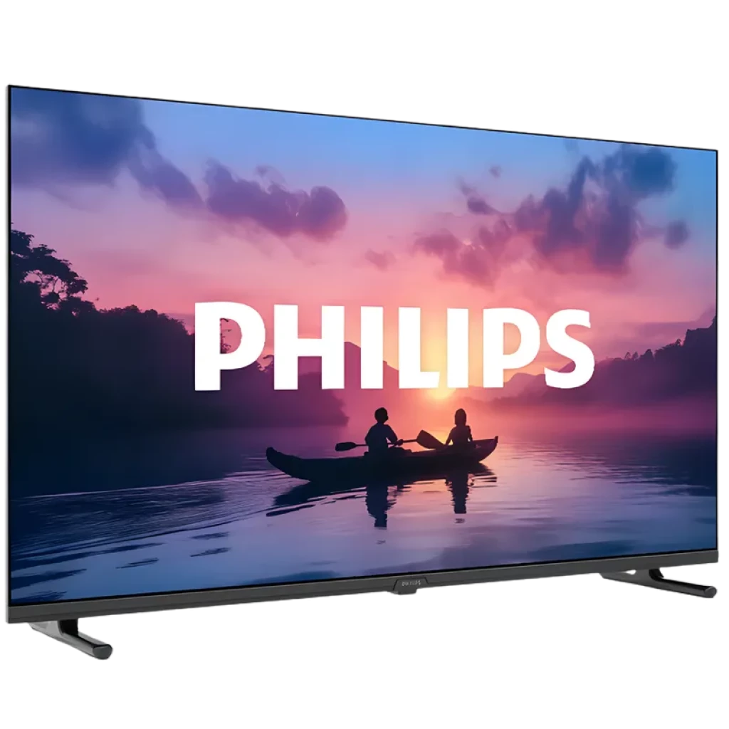 Televisão Philips 32PFS6000/12 32 pol Full HD com tela fina preta, bordas estreitas e imagem vibrante HDR10; logotipo Philips central na tela - Item1
