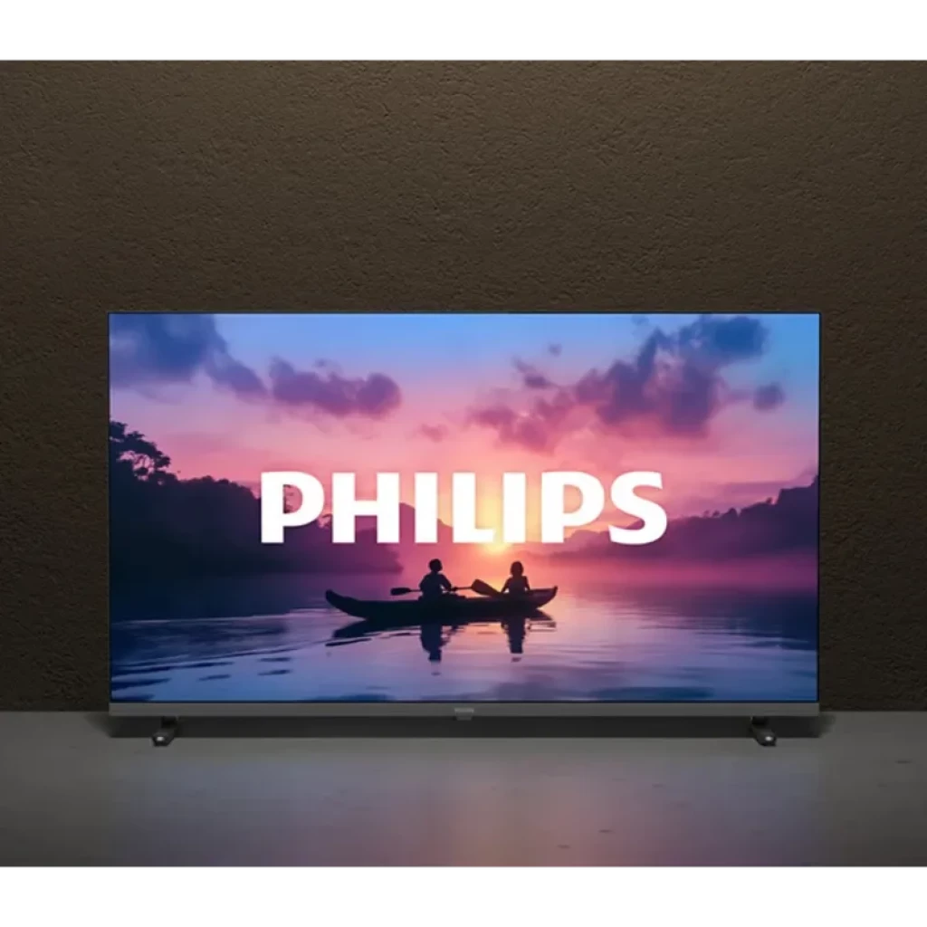 Televisão Philips 32PFS6000/12 32 pol Full HD com tela fina preta, bordas estreitas e imagem vibrante HDR10; logotipo Philips central na tela - Item2