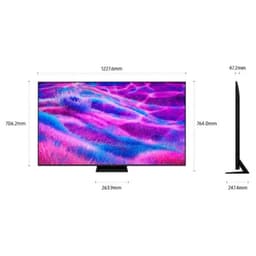 Samsung TQ55QN80FAU 55" 4K Ultra HD Neo QLED Smart TV Negro, medidas en mm, vista frontal y lateral