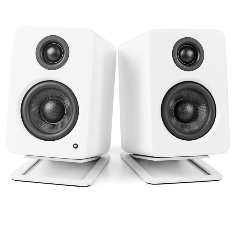 Kanto S2, Branco – par de suportes de secretária em ângulo, base retangular com acolchoamento antiderrapante, design minimalista para colunas compactas - Item1