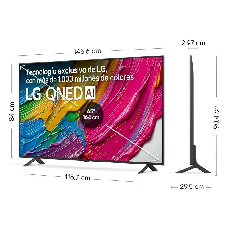 LG 65QNED80A6A 65 pouces 4K Ultra HD QNED IA avec écran fin, bords minces, couleurs vives et contrastes précis, pieds discrets et design moderne - Ítem11