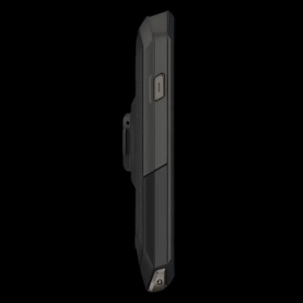 Cyclocomputer Garmin Edge 1050 vu de profil, boîtier robuste noir, bouton latéral, texture antidérapante et support de montage central
