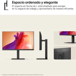 LG 27U730A-B 27 pouces 4K UHD, dalle IPS. Bords fins, support en L réglable, design sobre noir, connectique arrière discrète, écran plat élégant.