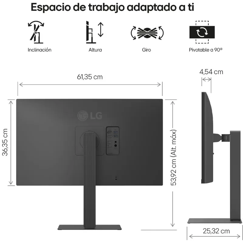 LG 27U730A-B 27 pouces UHD 4K IPS avec HDR10 et USB‑C PD 90 W, bords fins, pied réglable, affichage net 3840 x 2160 à 60 Hz - Ítem9