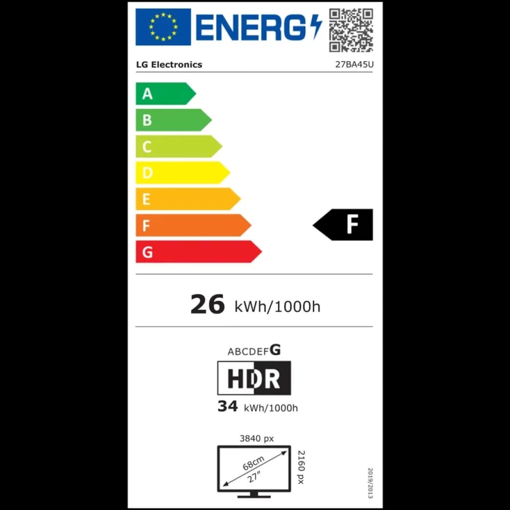 LG 27BA45U-B 27 pouces 4K UHD HDR10 noir, écran PC au cadre fin, dalle verticale pivotée, couleurs vives et haute netteté