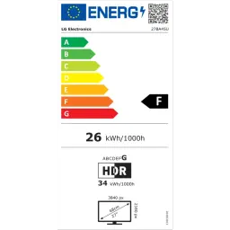 LG 27BA45U-B 27 pouces 4K UHD HDR10 noir, écran PC au cadre fin, dalle verticale pivotée, couleurs vives et haute netteté