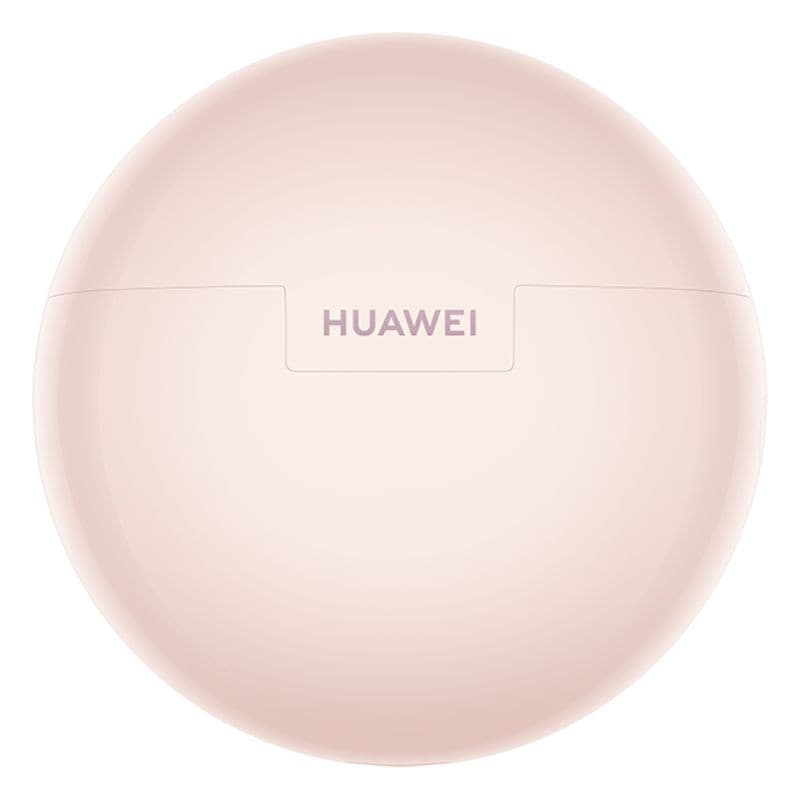 Estuche circular rosa pálido con logo HUAWEI centrado para Huawei FreeBuds 7i TWS ANC; acabado liso y minimalista, tapa frontal con bisagra discreta