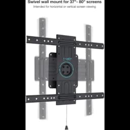 Support mural TooQ LP3780F pivotant jusqu’à 180°, compatible écrans 37 à 80 pouces, VESA 600x400, montage horizontal ou vertical, finition noire robuste