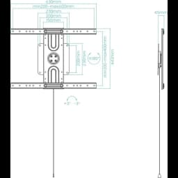 Support mural TV TooQ LP3780F pour écrans 37 à 80, VESA 600x400, profil ultra fin 45 mm, inclinaison ±3°, gestion de câbles, montage solide en acier