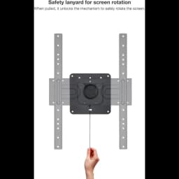 TooQ LP3780F support mural pour TV 37 à 80 pouces, plat, VESA 600x400, plaque centrale avec mécanisme de rotation sécurisé et lanière de déverrouillage