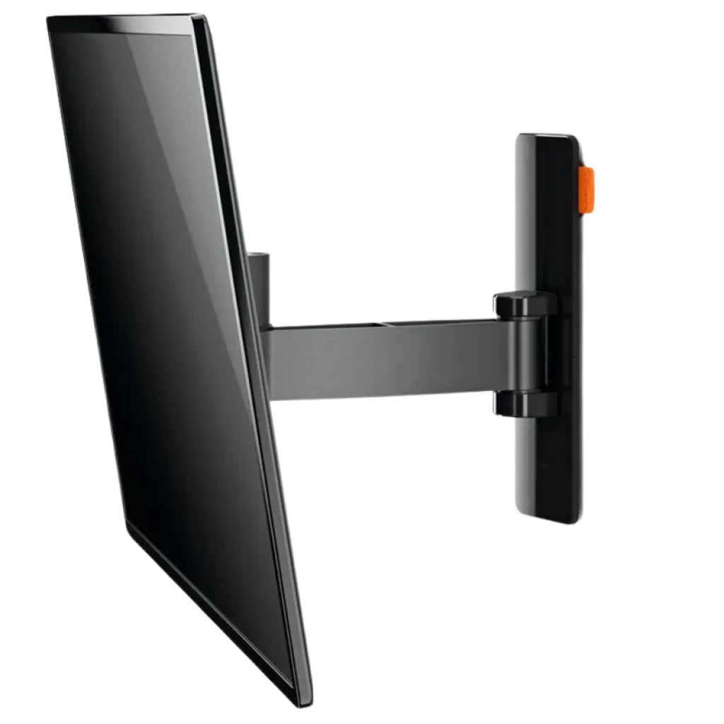 Suporte de parede Vogels 3125 para TV 19–43, VESA 200x200, braço articulado giratório, placa em X com múltiplos furos e acabamento preto elegante - Item1