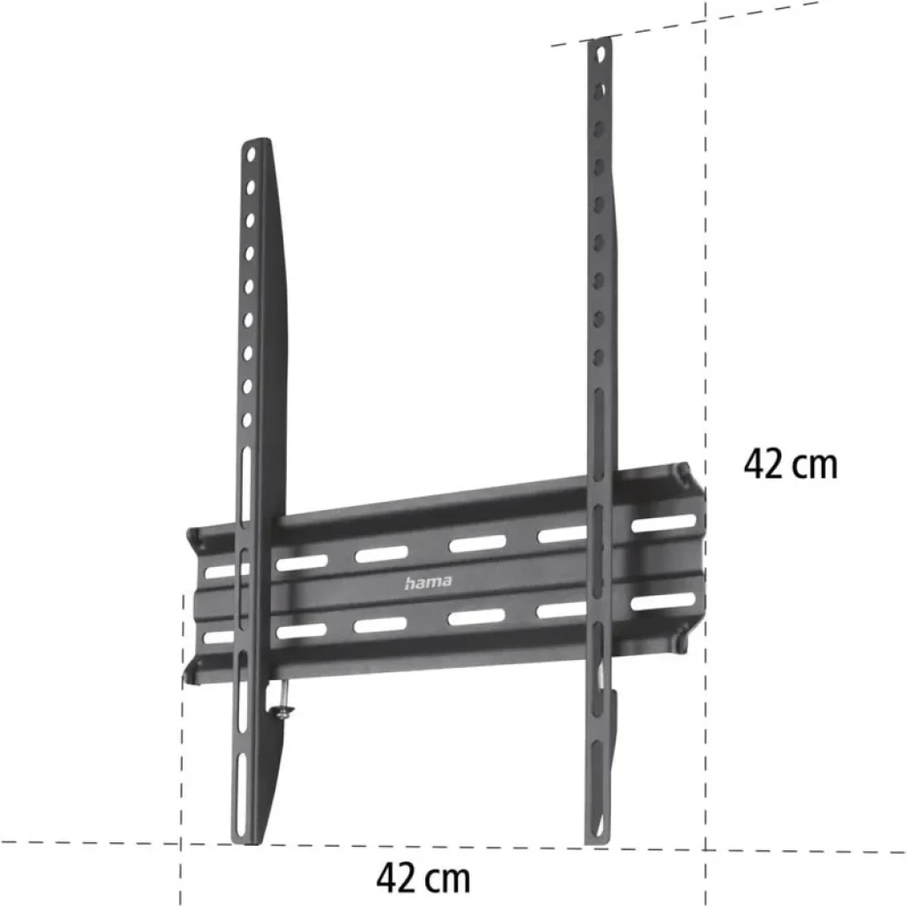 Soporte de TV Hama 00220809 negro, pared, perfil delgado. Compatibilidad 32 a 65 pulgadas, VESA hasta 400x400, estructura metálica con ranuras y tornillería. - Ítem2